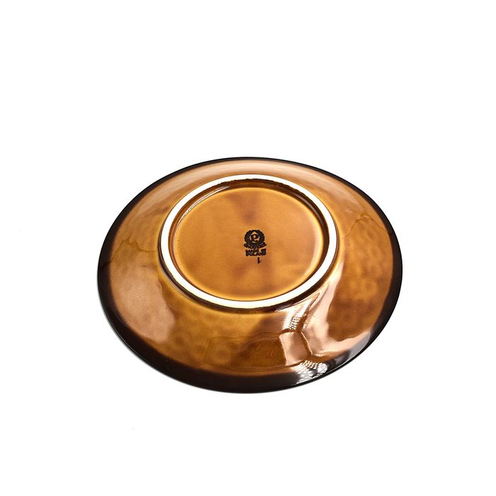 Talerz vintage Chodzież ceramika PRL aztecki podstawka ozdobna brązowa