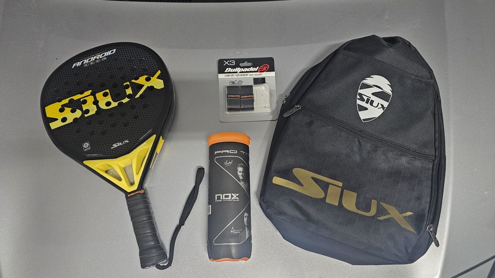 Raquete Padel + Saco + Bolas + Grip