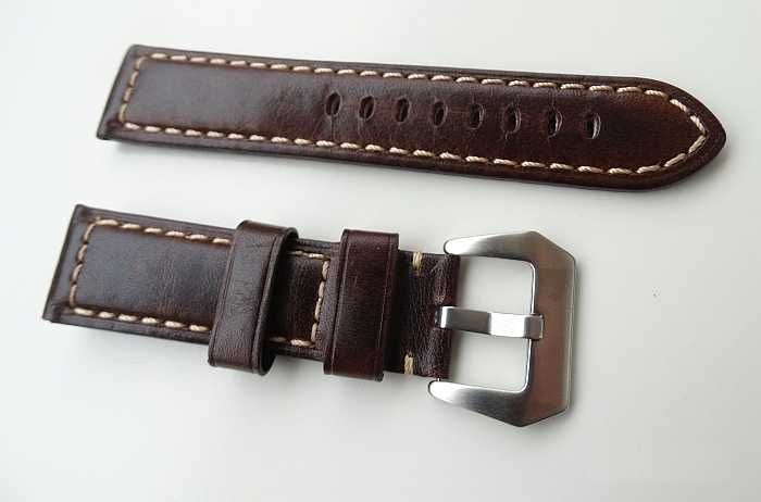 Gruby pasek do zegarka 24mm Panerai PAM beżowy brązowy klamra pre-v