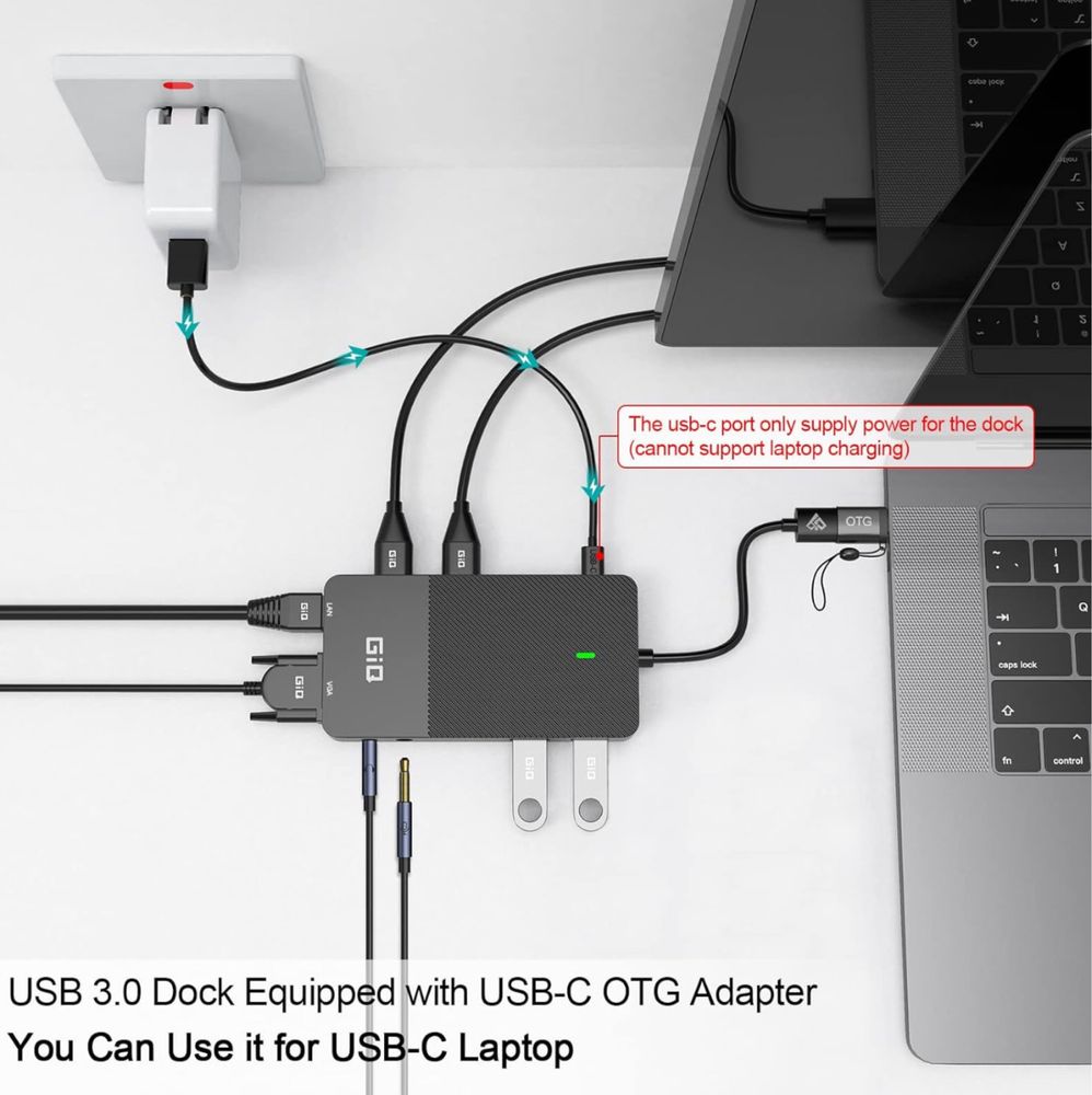 GIQ Hub USB C USB 3.0 na podwójny HDMI VGA adapter