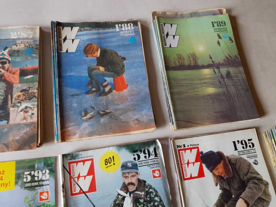 "Wiadomości Wędkarskie" archiwalne numery, zestaw 121 sztuk