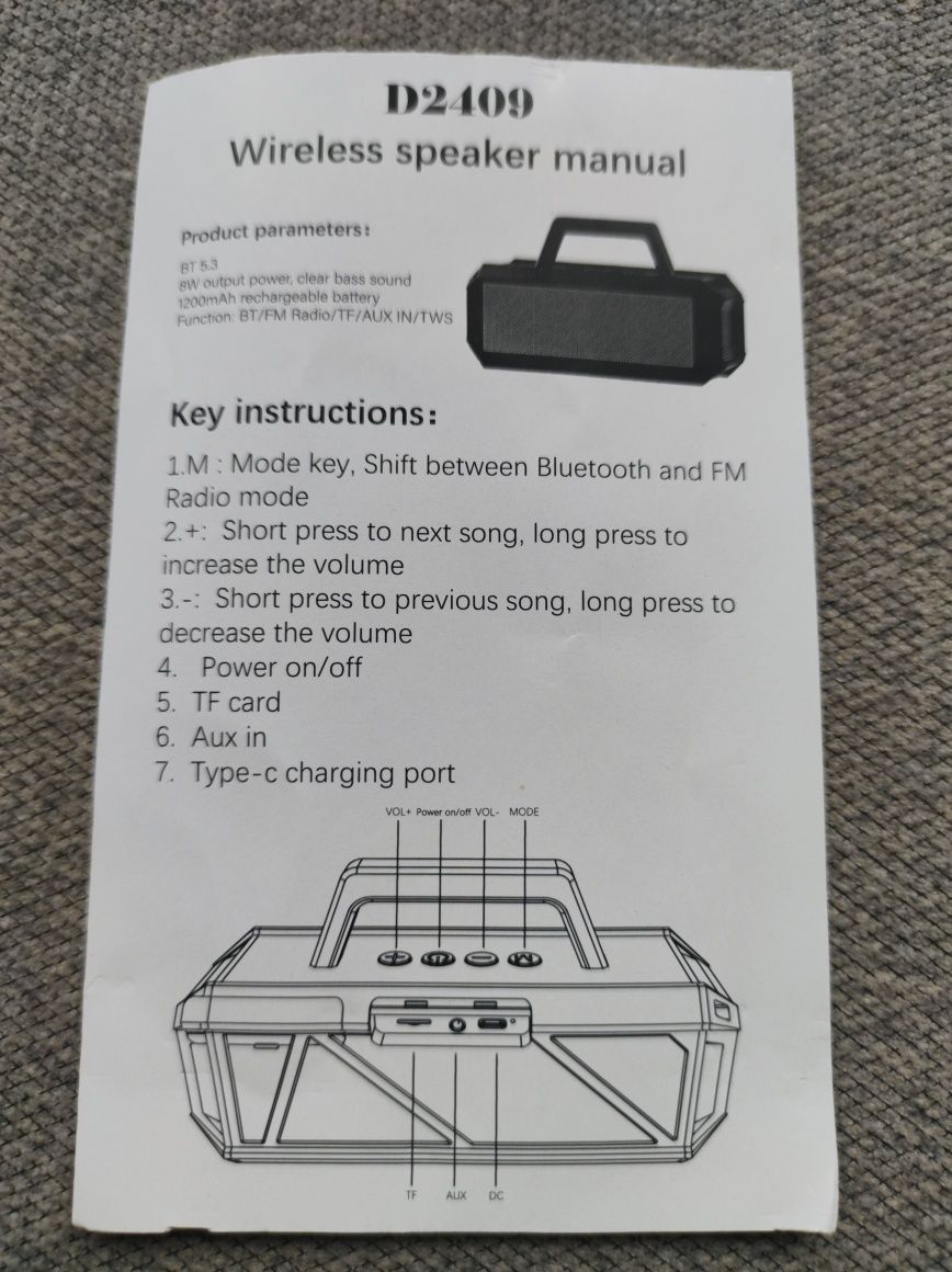 Głośnik radio FM bluetooth