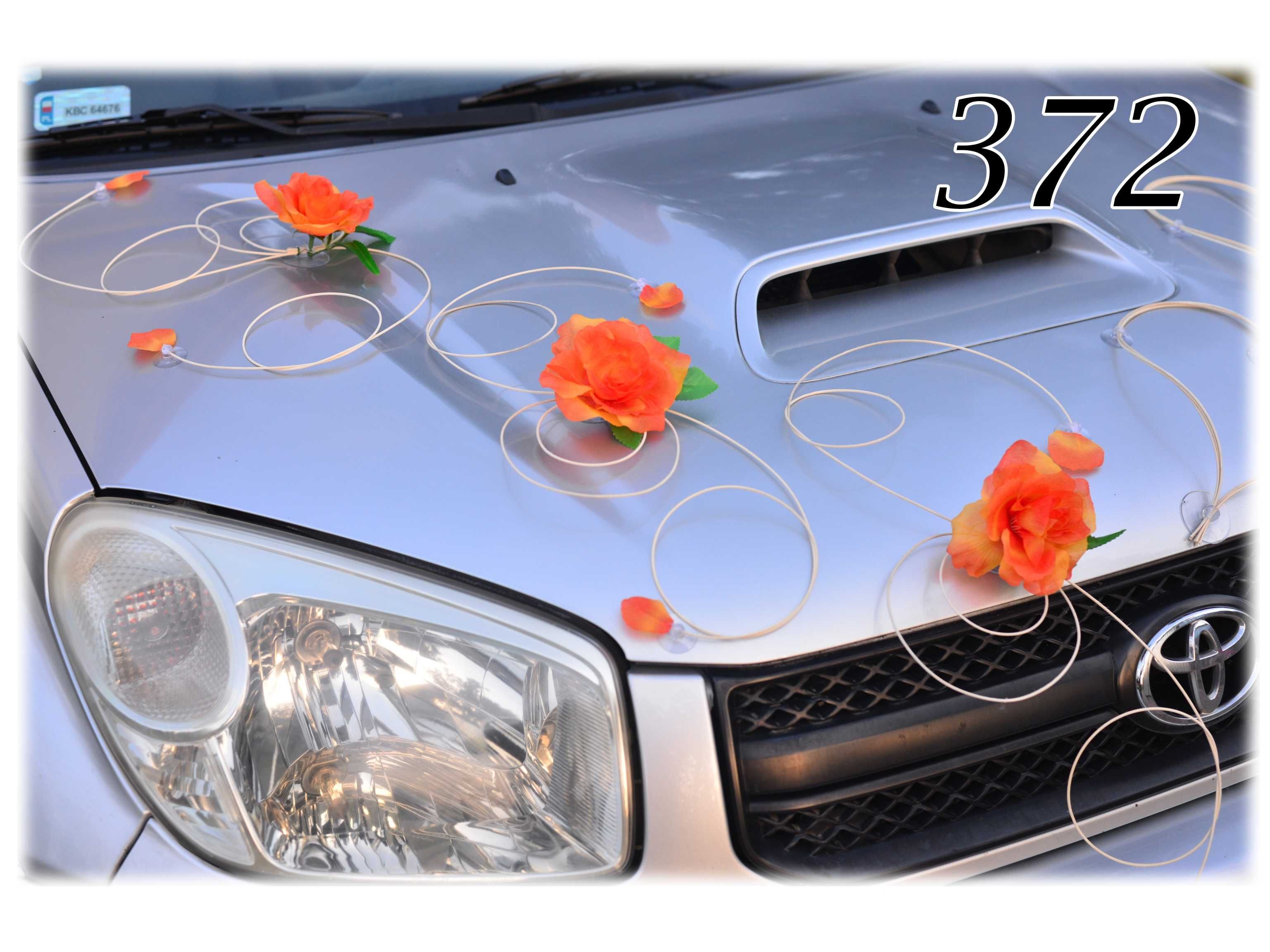 Piękna HERBACIANA dekoracja ozdoba na auto samochód ślubny Nr 372