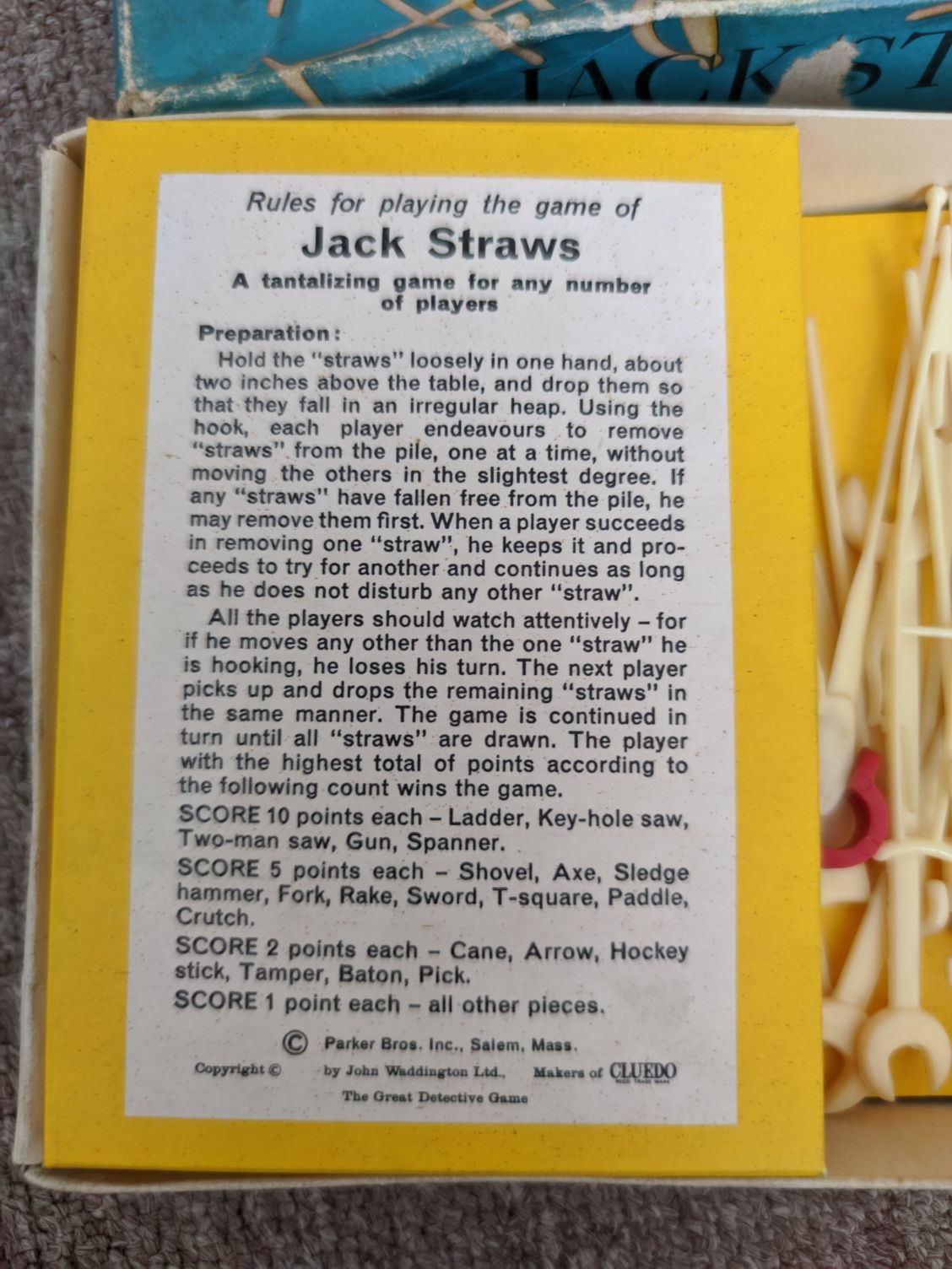 Винтажная редкая настольная игра Jack Straws 1965