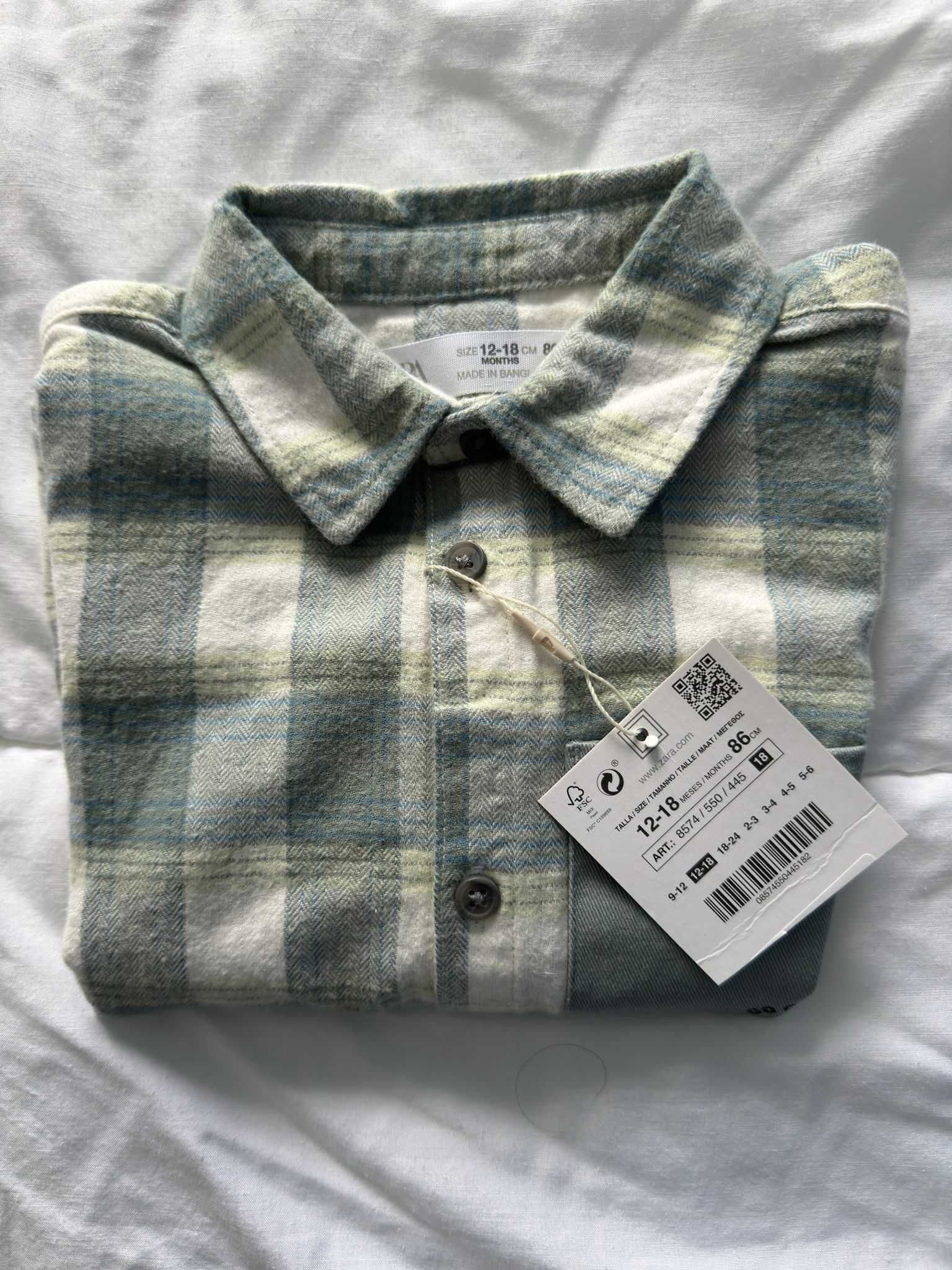 Camisa quadrados Zara criança 12-18