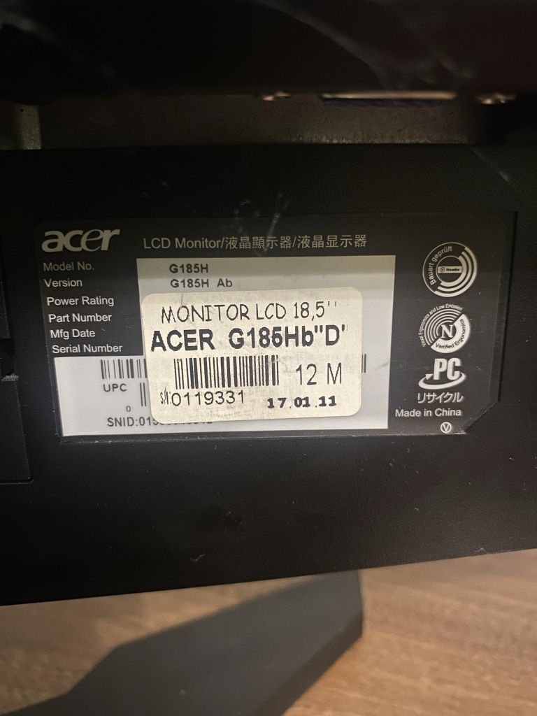 Monitor Acer G185H