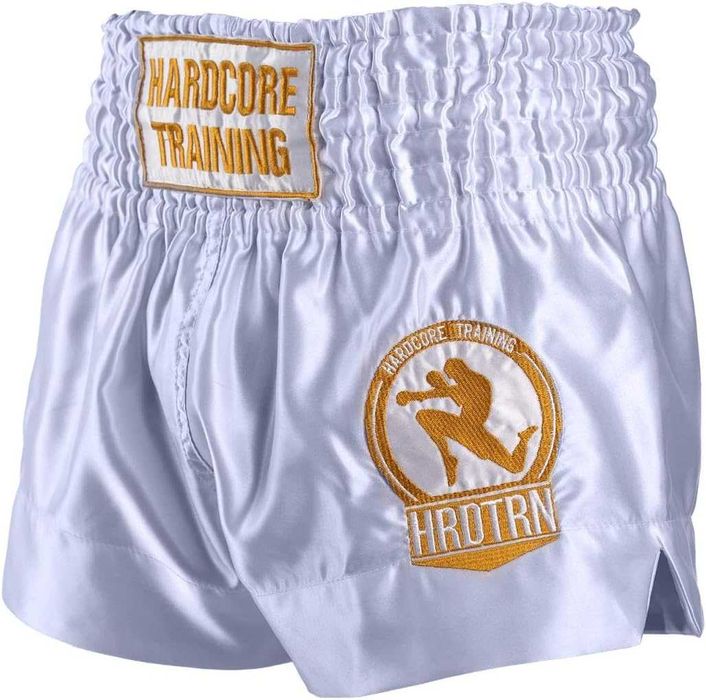 Білі шовкові шорти для єдиноборств та боксу Hardcore Training 4 XL
