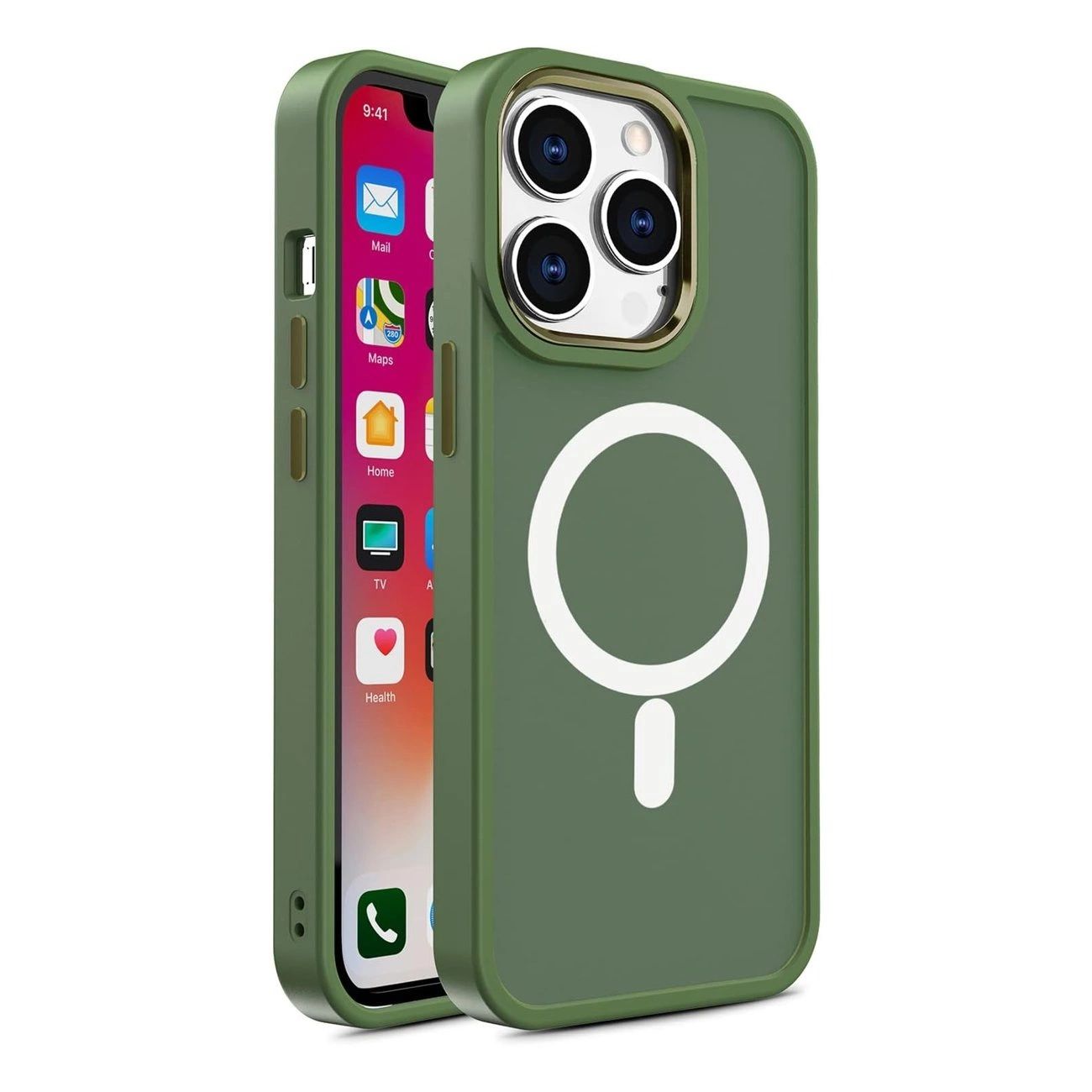 Magnetyczne Etui Z Magsafe Color Matte Case Do Iphone 15 - Zielone