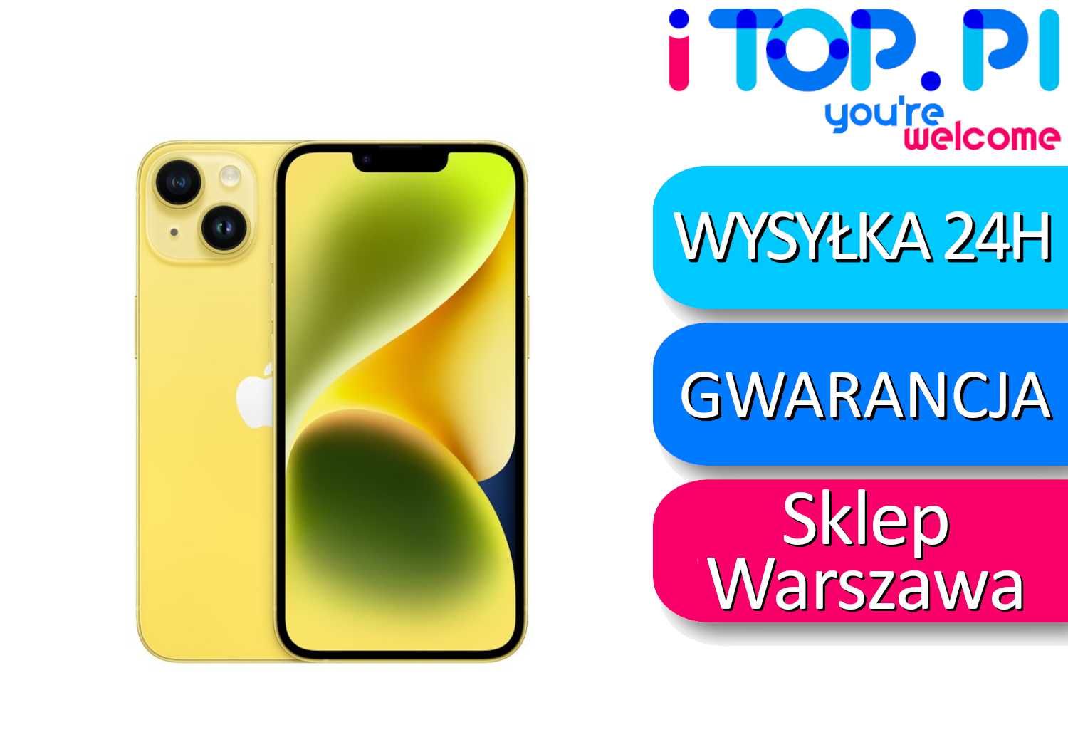 iPhone 14 128GB Żółty I Jak nowy I Gwarancja 12 msc I Sklep iTop Wawa