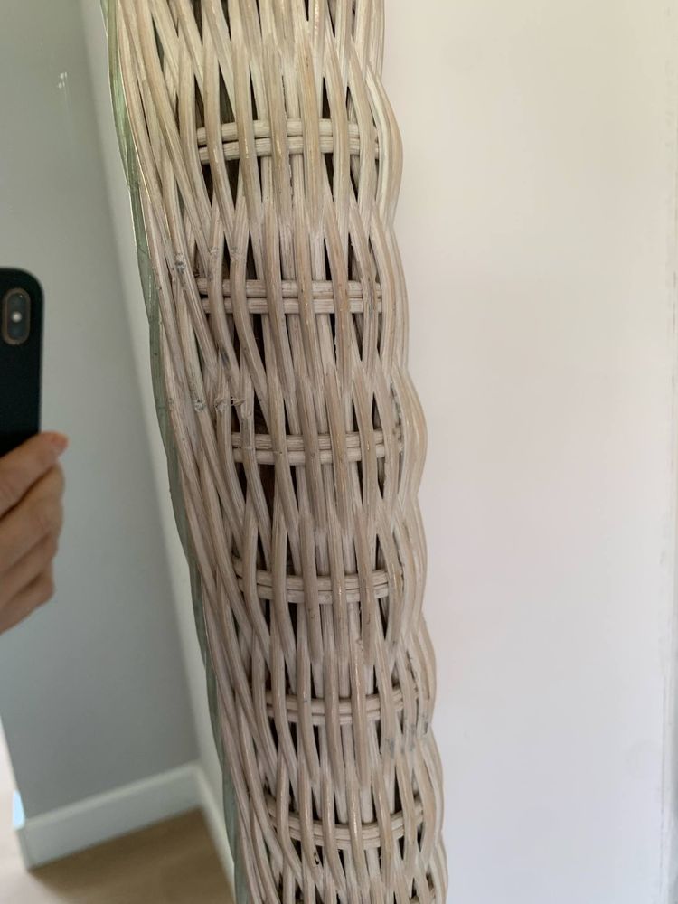 Komoda szafka wiklinowa biała i lustro boho rattan regał ratanowa