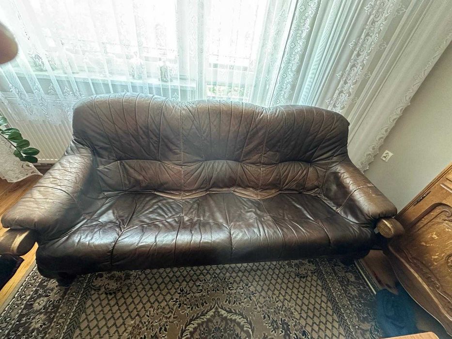 Sofa 3,2 drewniana kanapa, zestaw wypoczynkowy