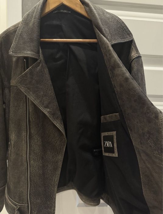 Куртка косуха натуральна шкіра шкіряна оверсайз зара zara вінтаж