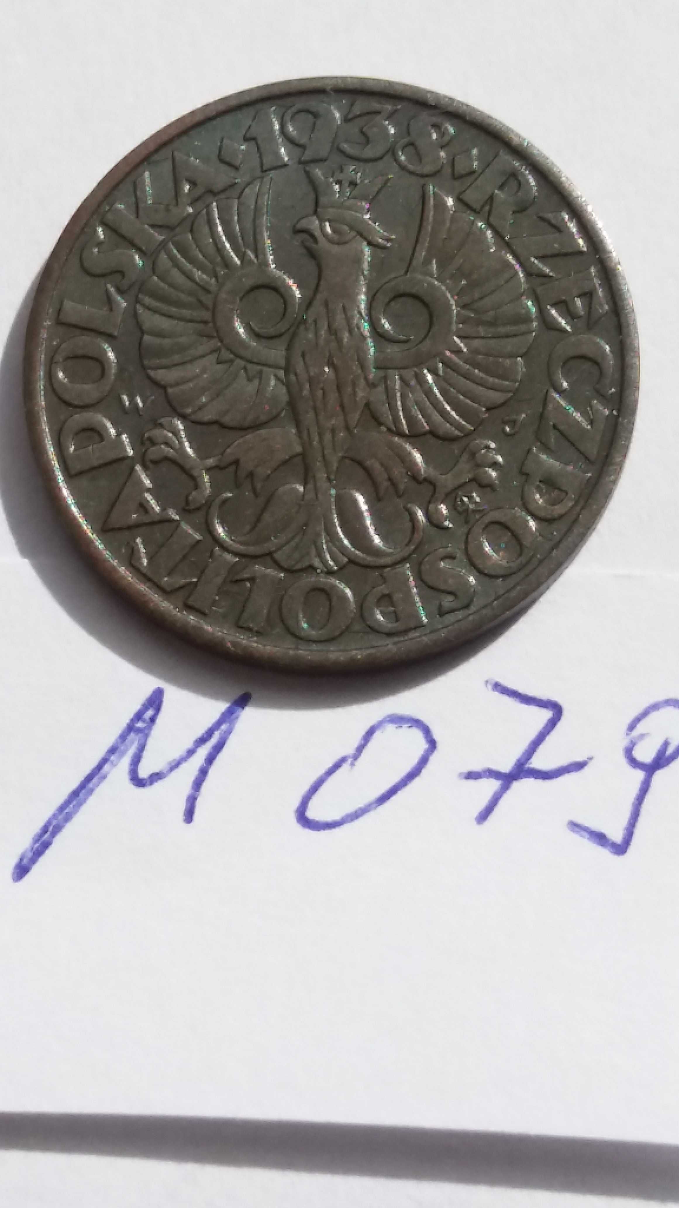 DS M079 stara moneta 5 gr groszy 1938 Polska starocie wyprzedaż