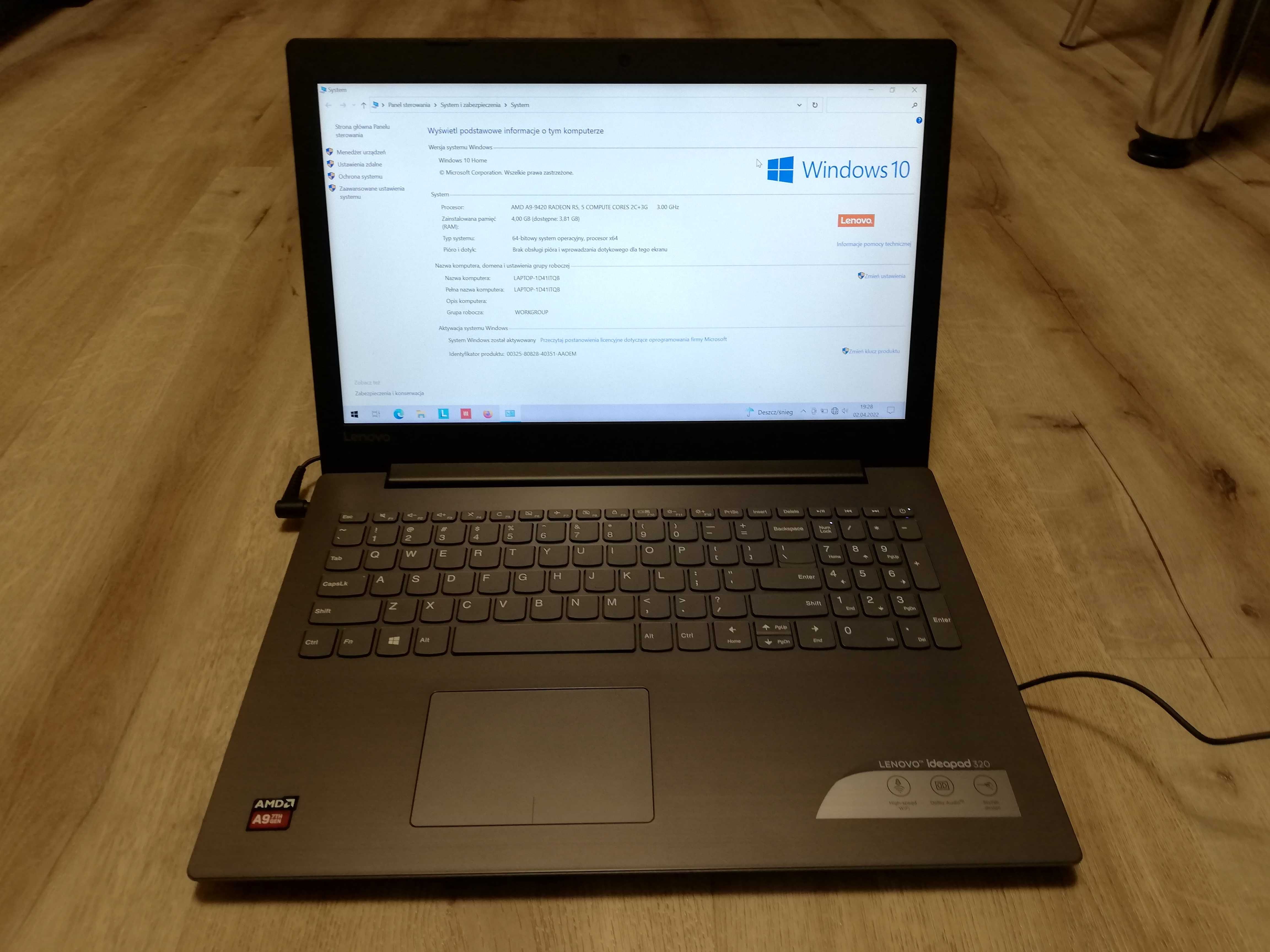 Sprzedam laptop LENOVO Ideapad 320-15AST A9-9420 4GB 1 TB Win 10