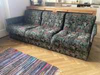 Sofa kanapa 3 osobowa zielona wzory vintage PRL lata 70/80