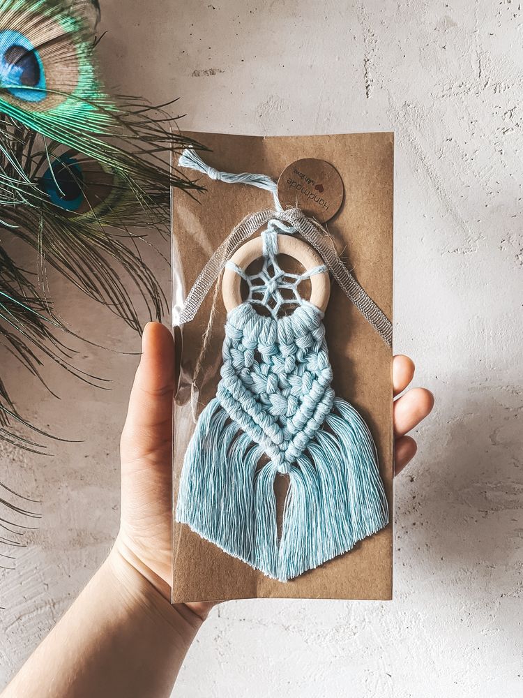 Mini łapacz snów makrama boho frędzle breloczek zawieszka do auta
