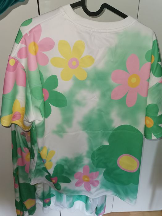 Dres damski kwiaty zielone premium zdobienia uniwersalny
