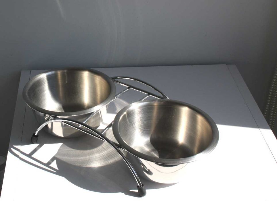2 miski dla Kota lub małego Psa Stal szlachetna stelaż 2x450 ml