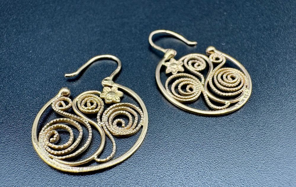 Złote kolczyki, czerwone złoto 14ct 585, waga: 4,82g