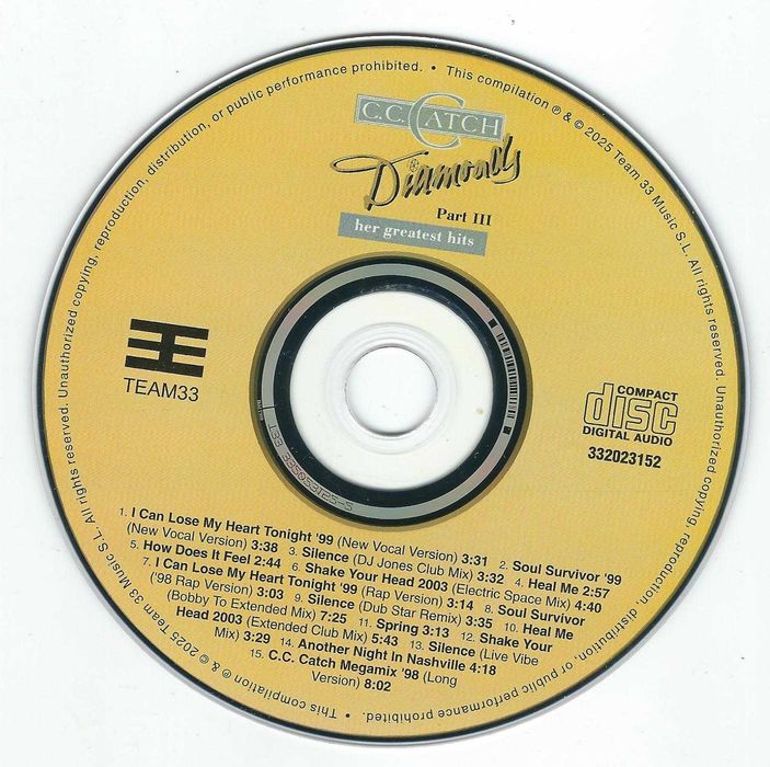 CD C.C. Catch - Diamonds - Her Greatest Hits Part III (2025) (TEAM33)