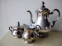 Zestaw porcelana w srebrze WMF Niemcy dzbanek cukiernica mlecznik