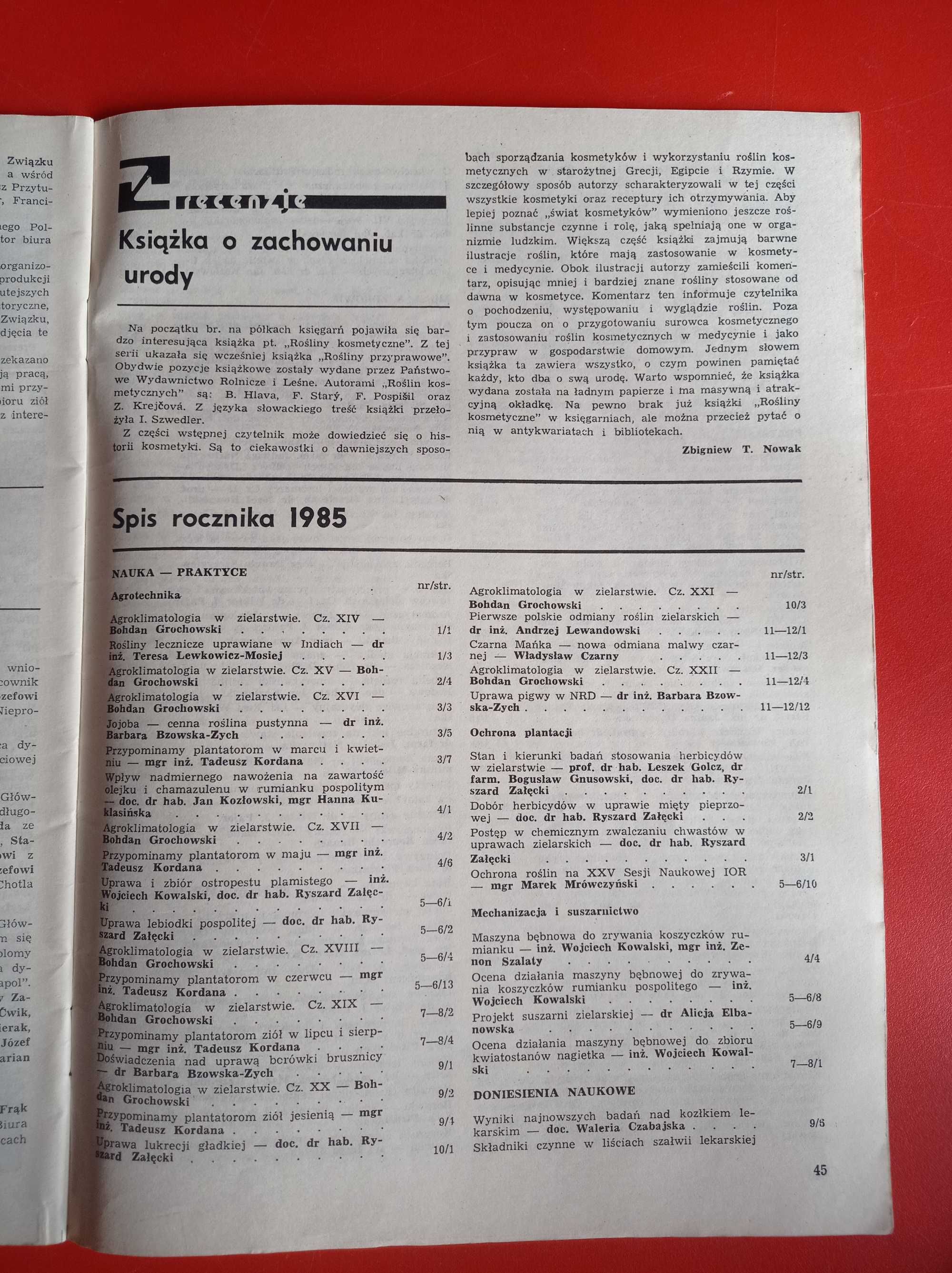 Wiadomości zielarskie nr 3/1985, marzec 1985