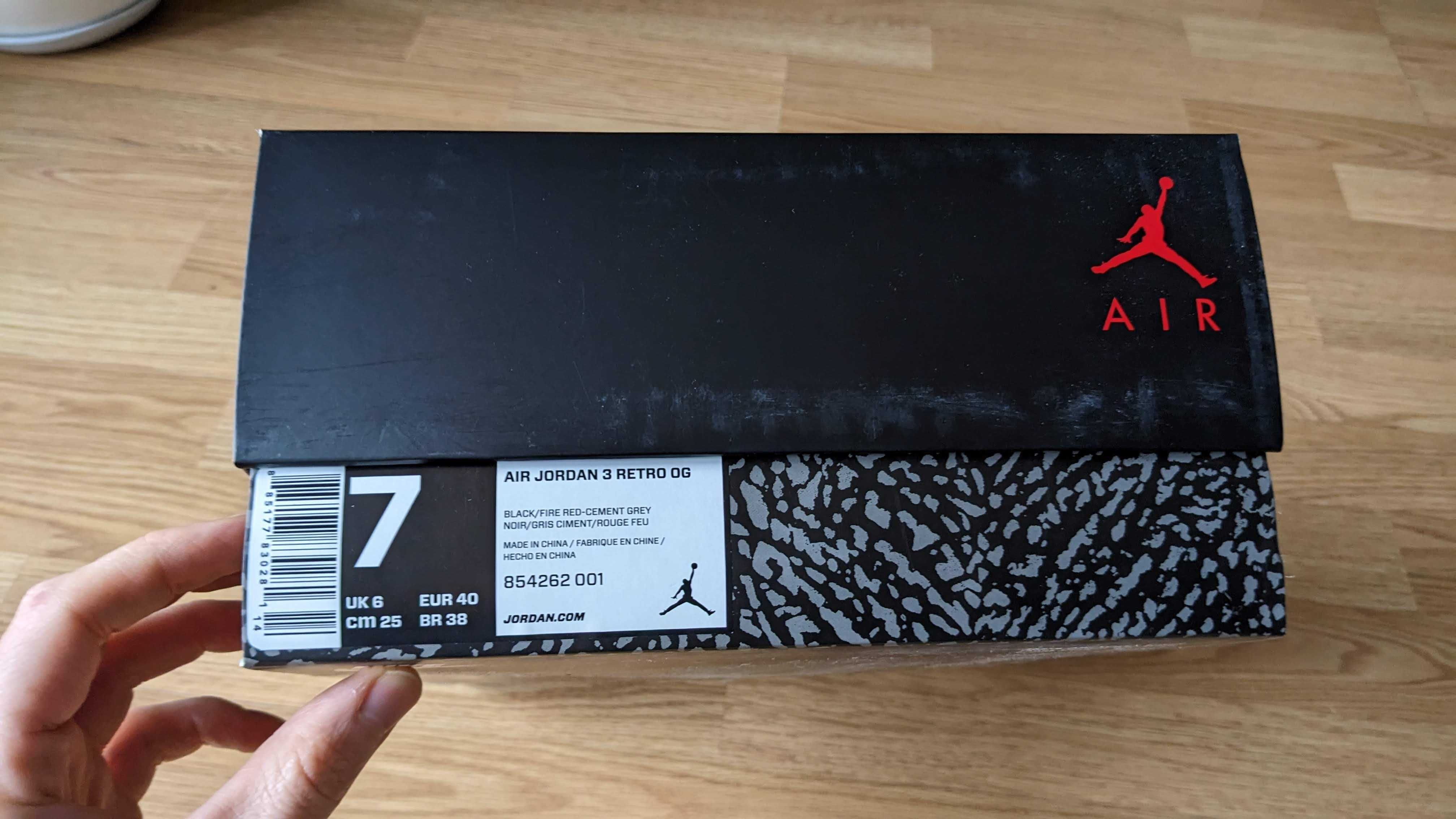Jordan 3 Retro Black Cement (2018) US7 EU40 25cm
