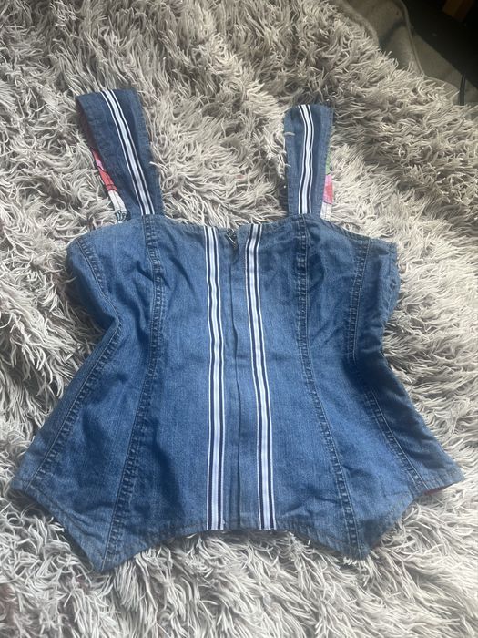 Gorsetowy top z denimu - rozmiar L - styl vintage