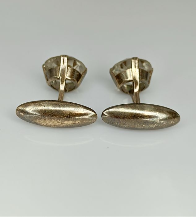 Советские серебряные запонки 875 пробы с горным хрусталем