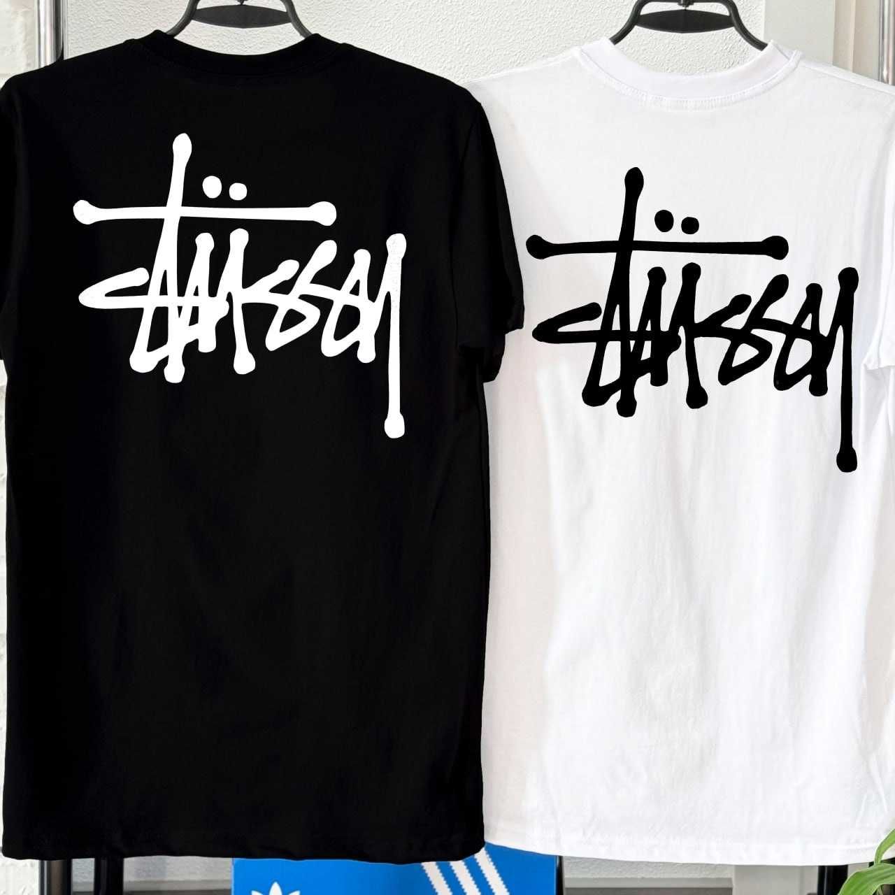Футболка STUSSY Basic — Чорний, Білий • Стусси Базовая басик