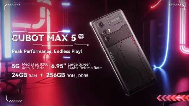 Смартфон Cubot Max 5 Black 6,95 12/256Gb 100Mpx NFC + стекло!