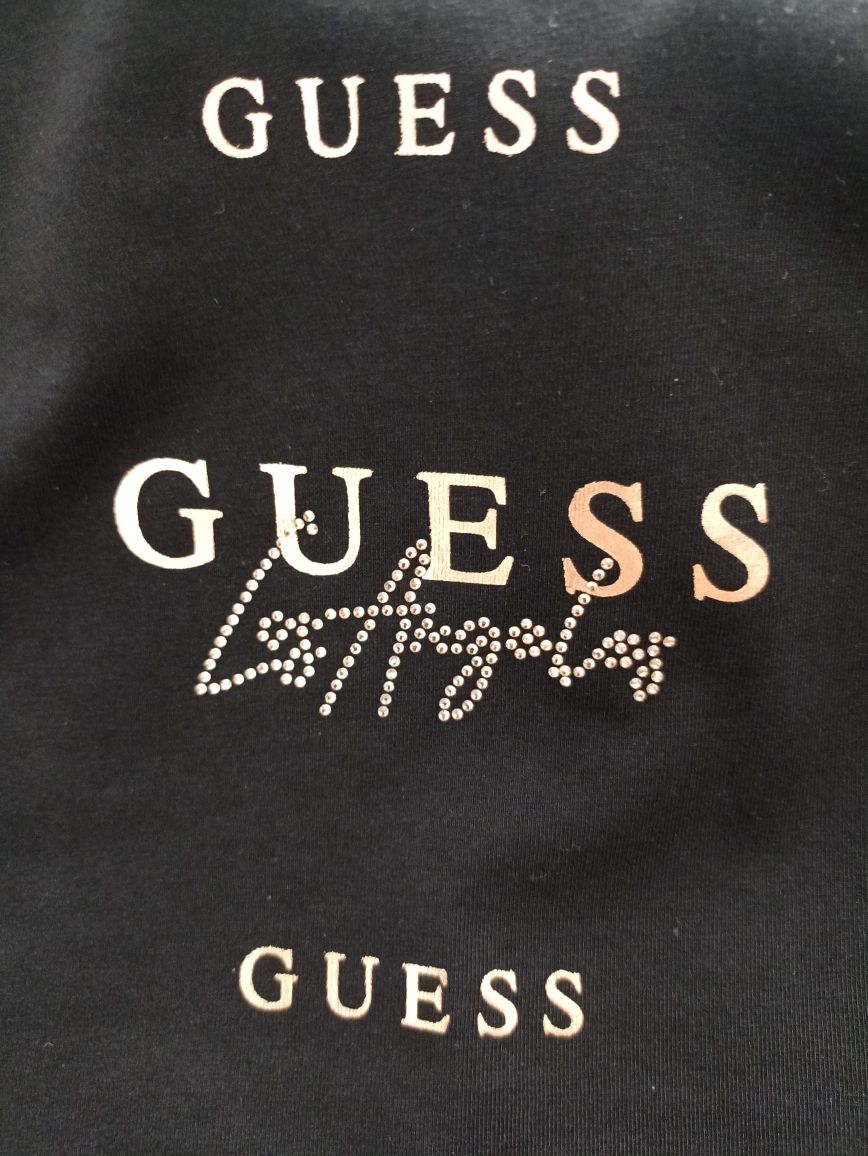 T-shirt czarny złote napisy Guess roz.XS/S