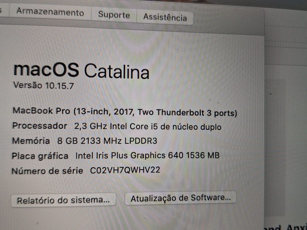Portátil Macbook Pro 2017
