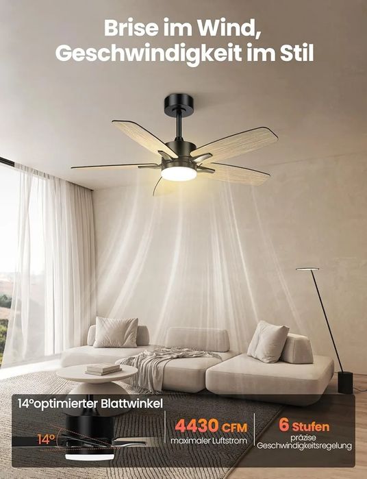 Потолочный вентилятор Mefine с подсветкой и пультом ДУ