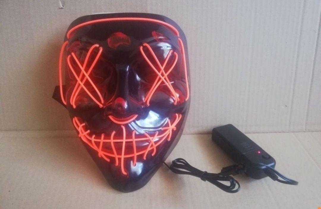 podświetlana maska na twarz halloween na baterie