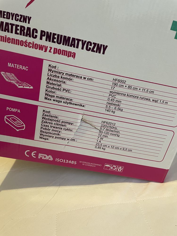 Medyczny materac pneumatyczny przeciw odleżynom