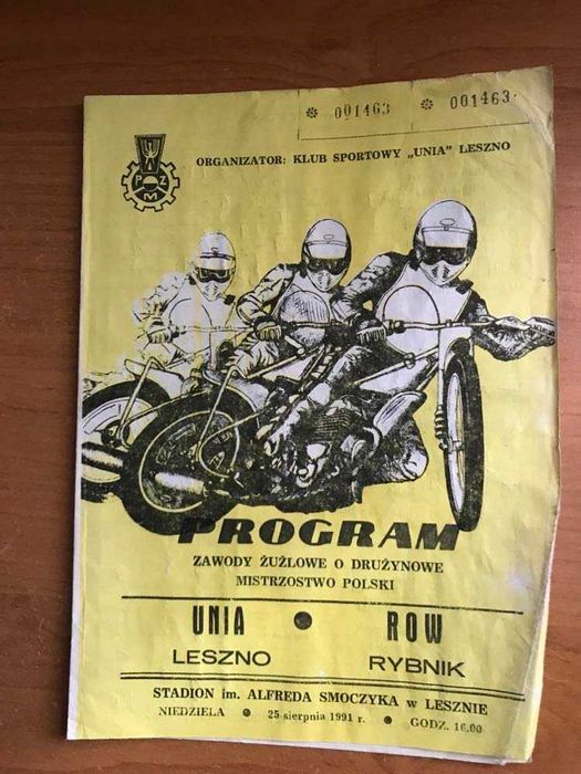 Program żużlowy DMP Unia Leszno - Row Rybnik [Leszno, 1991r.]