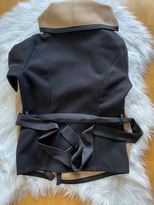 Narzuta palto ponczo kurtka damska marynarka M 38 czarny karmel