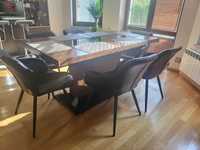 Stół dębowy z litego drewna z krzesłami
