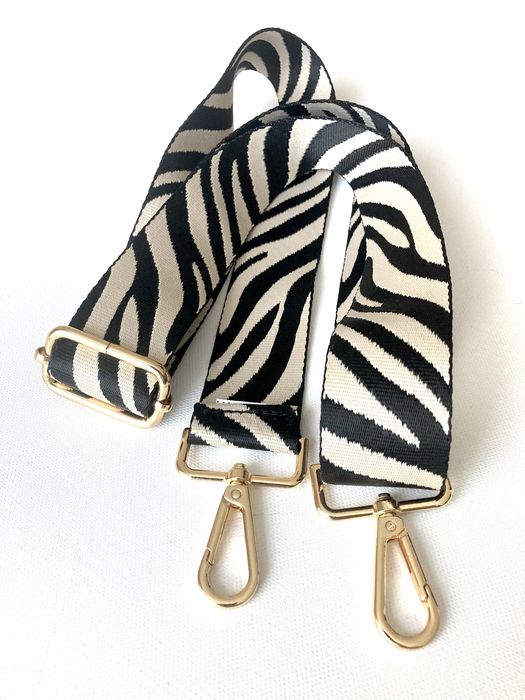 Szeroki regulowany pasek do torebki zebra