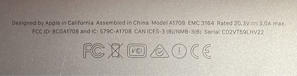 MacBook Pro 13" (A1708) 128 Gb.
