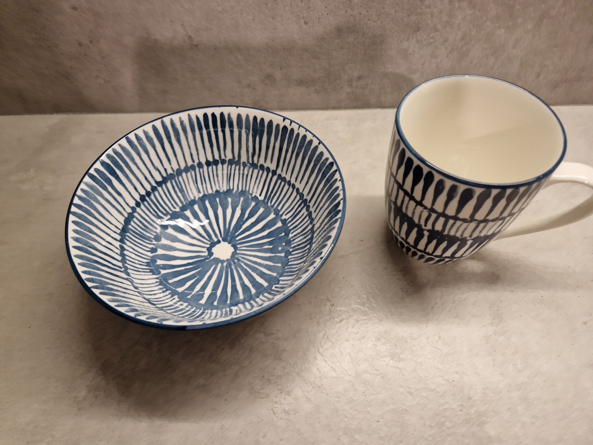 Zestaw 6 kubków 6 misek miski ramen Maroko Portugalia wzory porcelana