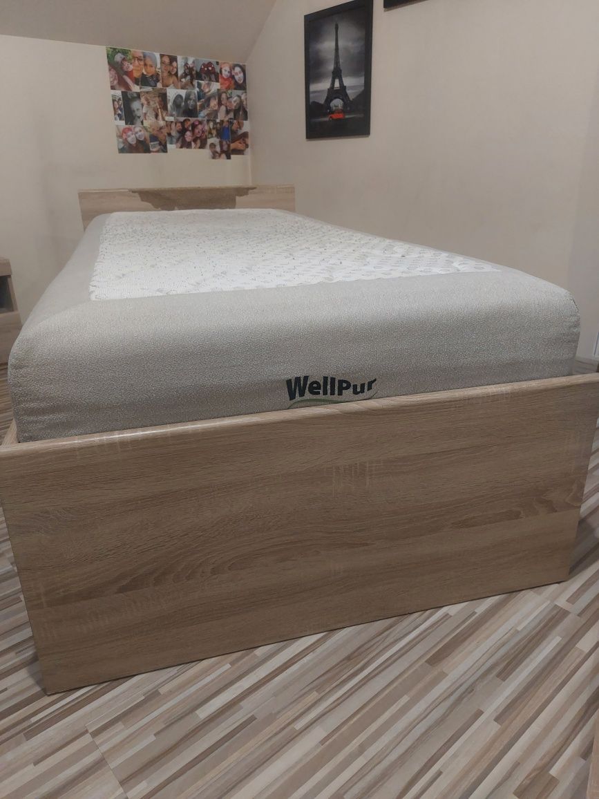 Łóżko  dąb sonoma z materacem  90×200