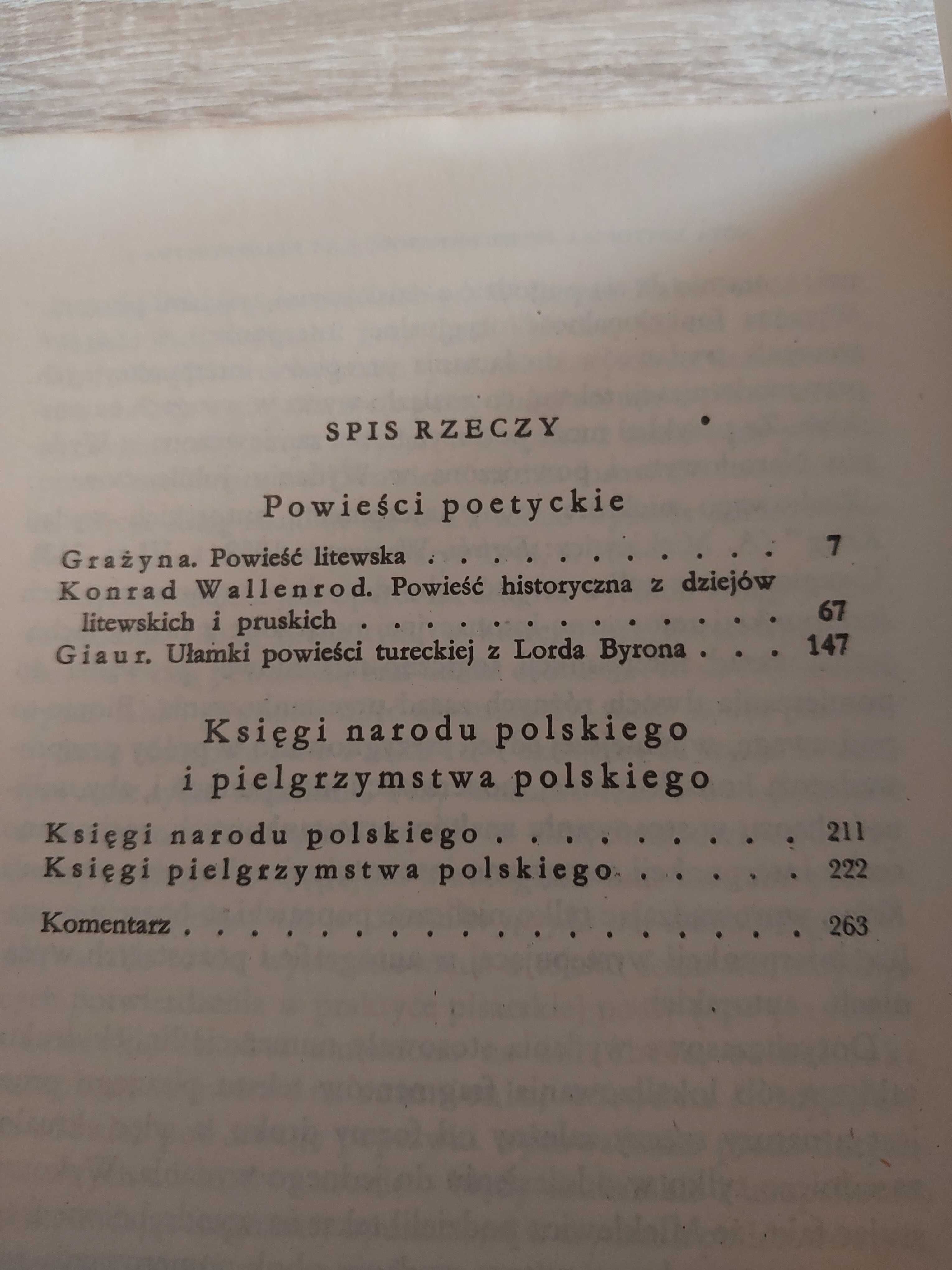 Adam Mickiewicz Wiersze, Powieści poetyckie, Utwory dramatyczne