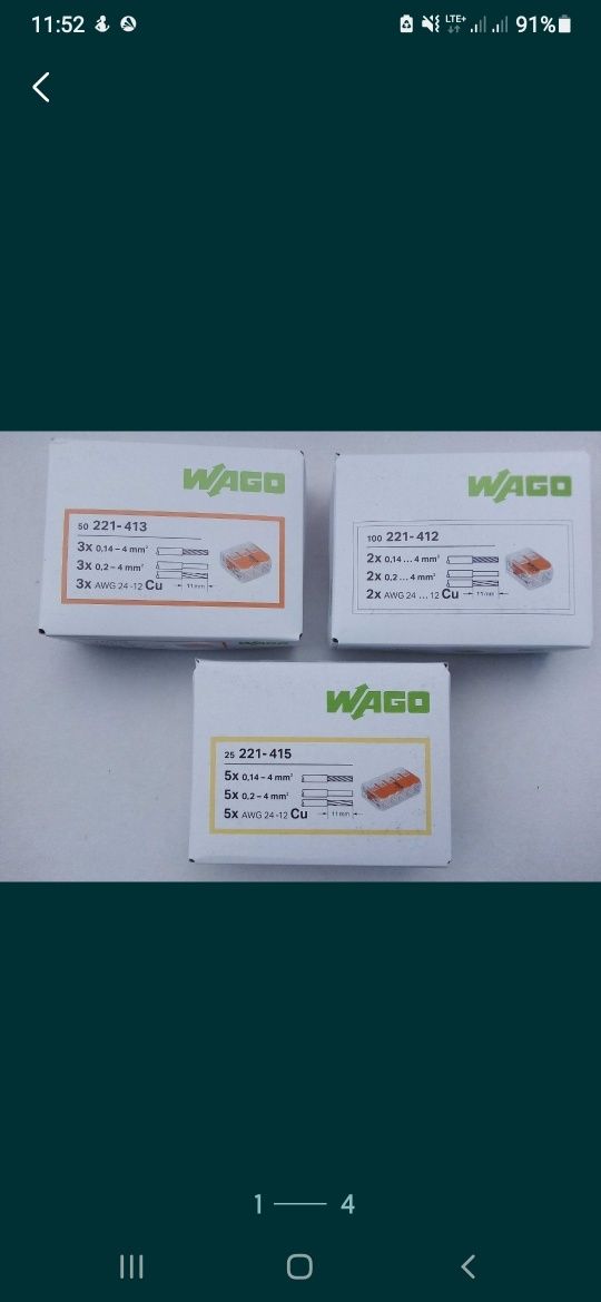 Złączki elektryczne  WAGO-uniwersalne  drut/linka