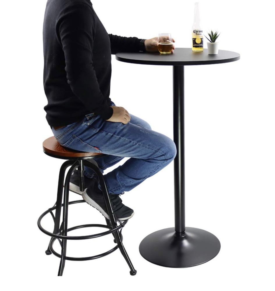 Nowy KKTONER metalowy okrągły wysoki stolik barowy, 60 cm,bar, bistro
