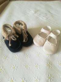Lote 2 sapatos botinhas bebé 17 e 19