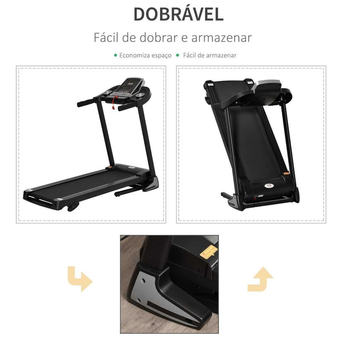 Passadeira Elétrica Dobrável com Tela LED - 1-12km/h - HomeGym