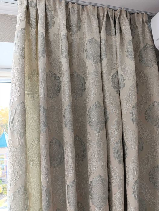 Штори порт'єрні молочно, сіро-блакитні 248*133