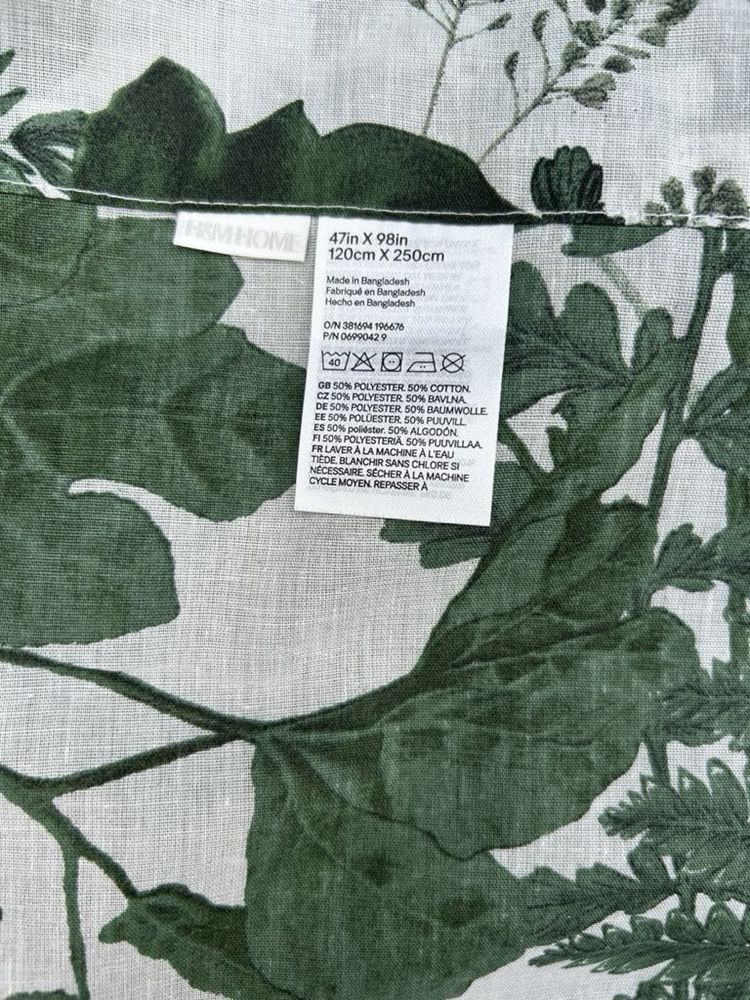 Zasłony 2 sztuki H&M paprocie 120x250 bawełna nowe